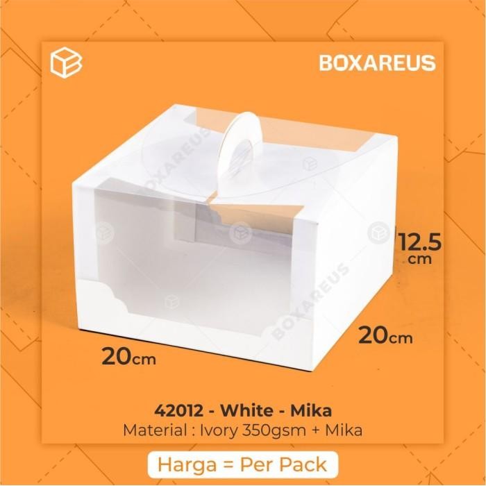 

Box Mika Kotak Kue Cake Packaging Transparan Dus Handle | 42012 White