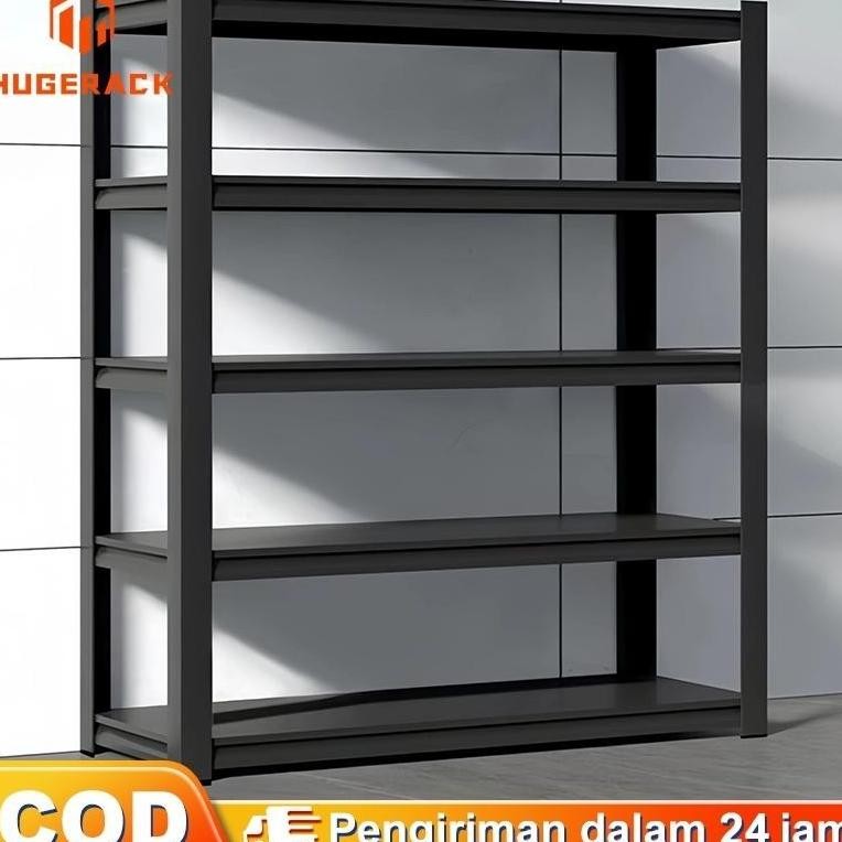 Rak besi siku lubang Rak Besi Susun 120*40*180CM  Rak susun 5 tingkat Rak Hitam Rak Serbaguna
