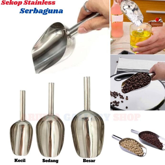 

Terlaris Sekop Es Batu Stainless Stell Sendok Skop Tepung Beras Serbaguna