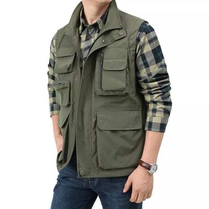 * Jaket Rompi Pria Army Tactical Rompi Safety Rompi Motor Touring Jumbo *