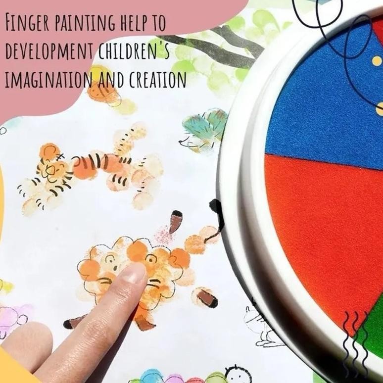 

Tu-67 Mainan Edukasi Cap Tangan Finger Painting Cat Air 6 Warna Stamp Pad Cat Lukis