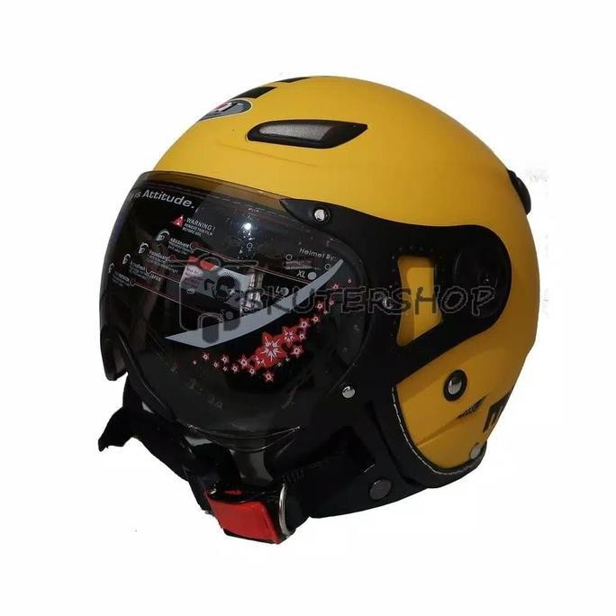Helm Retro Bogo JPN Momo Klasik Kaca pilot Warna Kuning Doff