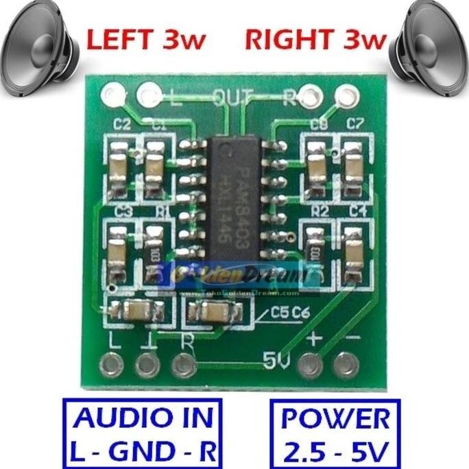 Murah POWER MINI AMPLI AMPLIFIER SUARA MUSIK MUZIK BOK BOX 3w 3watt 3 watt w 2.5v 3v 5v stereo buat 