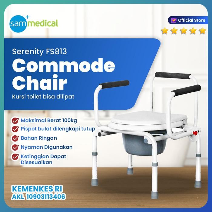 Serenity Commode Chair Fs 813 / Kursi Duduk Bab / Kursi Kamar Mandi Lansia / Kursi Toilet Portable /