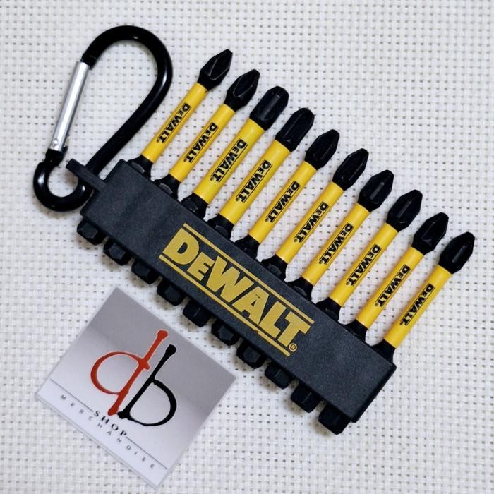 Mata Obeng Dewalt Flextorq Set 10 Pcs Mix Include Holder Carabiner Ph2, Pz2, Pz3 Original Dan Terper
