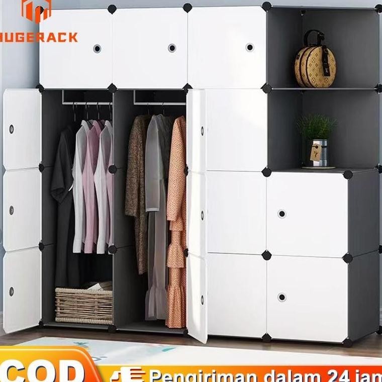 Lemari Pakaian Plastik Lemari Baju Wardrobe Minimalis Rak Baju Kotak Organizer Lemari Susun Anti Deb