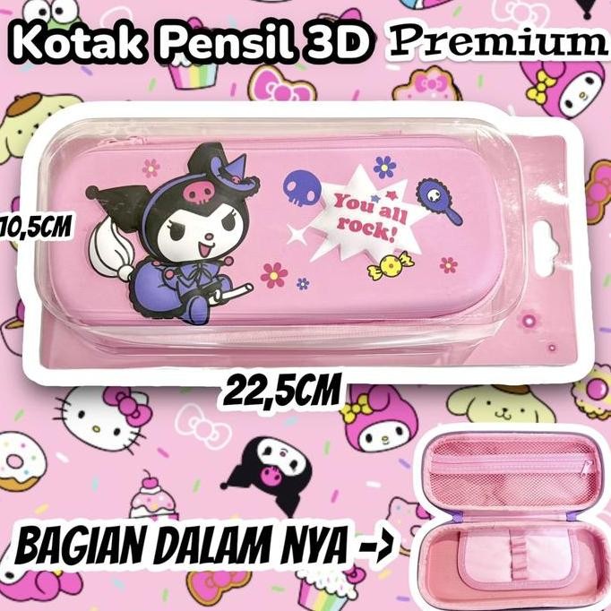 

ASB Kotak Pensil 3D Premium box gambar Kuromi Melody Sanrio Tempat Pensil 3D Gambar Lucu Timbul anti air waterproof