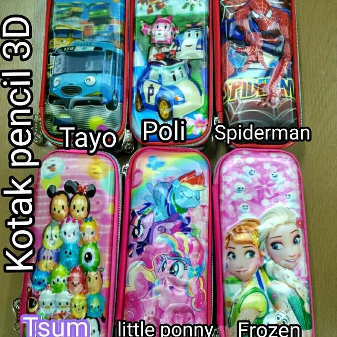 

ASB Kotak pensil pencil case karakter 3d tayo poli Spiderman frozen ponny