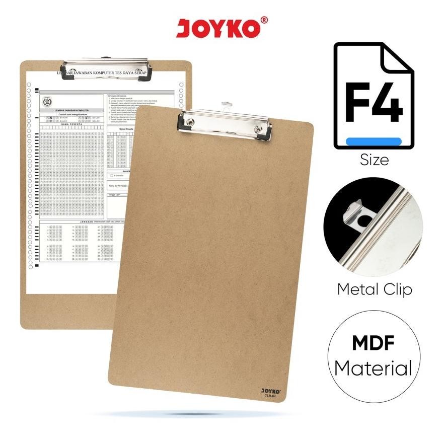 rwe-45 AZQ-16 Papan Jalan UJIan ukuran F4 A4 / Clip Board / Clipboard Alas Tulis JOYKO CLB-64 Kayu M