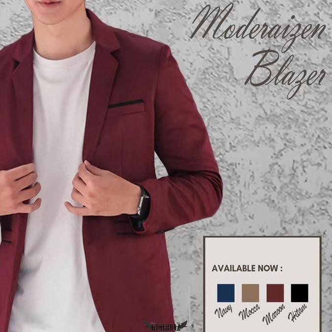 jas pria blazer pria merah maroon gelap slimfit pria keren premium murah