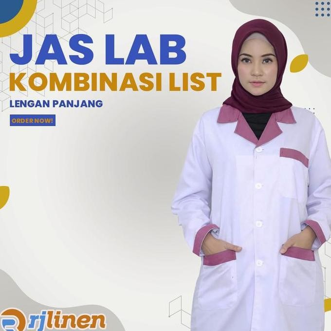 Jas Lab Kombinasi Lengan Panjang,Jas Lab Kombinasi List Lengan Panjang murah