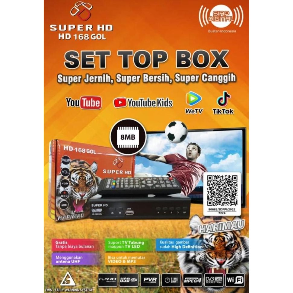 TERBARU - Set Top Box TV Digital Receiver Super HD 168 GOL K-Vision Harimau