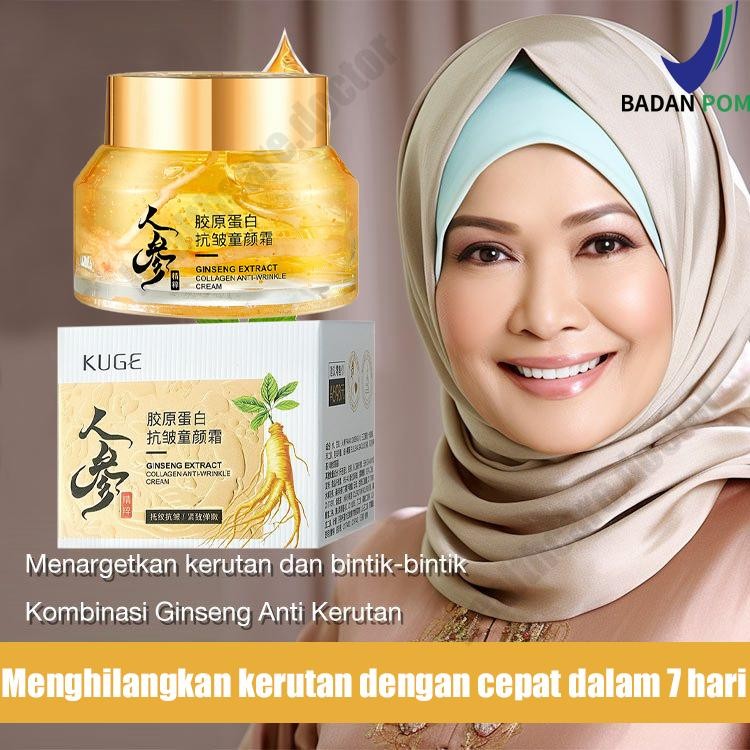 Krim Ginseng Kolagen Cream Anti Aging Anti Kerut Penuaan Penghilang Garis Halus Dan Keriput 50G Krim