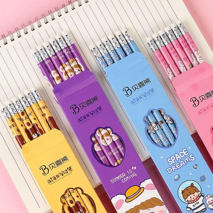 

Set Pensil Hb / Pensil Tulis / Pensil Motif / Isi 6Pcs Penghapus Stationery