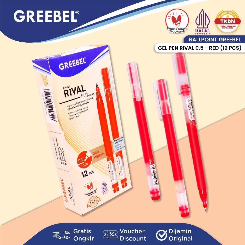 

NEW PRODUCT GREEBEL PULPEN GEL / GEL PEN RIVAL GP-502 0.5 MERAH (12PCS/SET) / BALLPEN GEL BALLPOINT BOLPEN BOLPOIN PENA GEL SIENNAOUTLET487