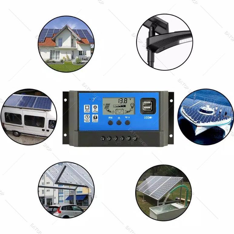 WK Solar Charge Controller LCD LED Display Solar PWM 12V/24V 50A 60A USB Panel Surya Charge Cell PWM