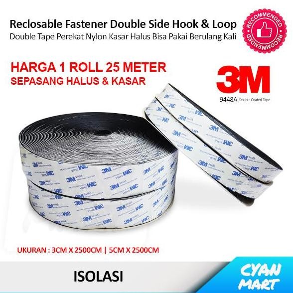 

BEBAS ONGKIR - Fr Reclosable Fastener Nylon Strap Hook & Loop Double Tape Magic 3M