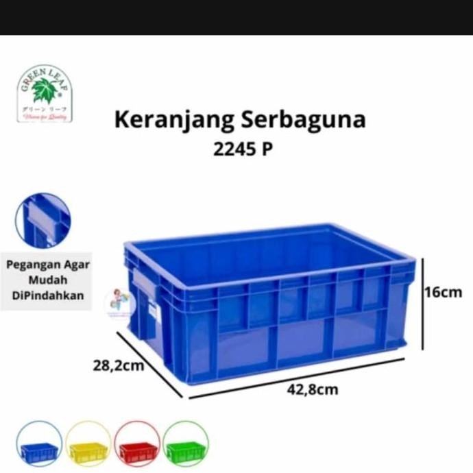 (:(:(:(] Kontainer Kecil Green Leaf 2245P Krat Gelas Minuman Makan File Surat