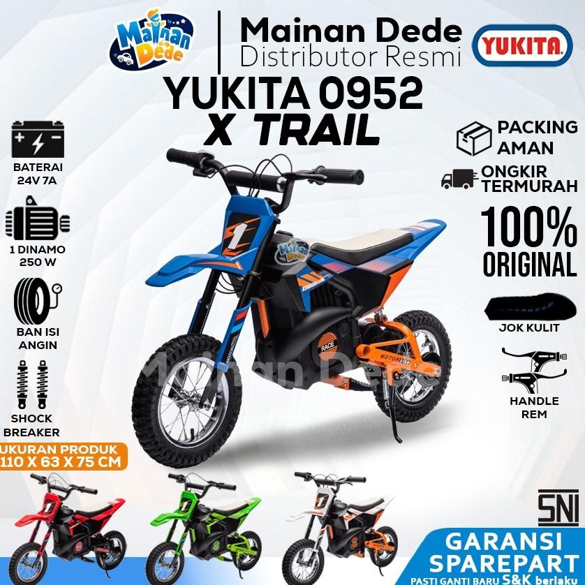 g-24 y-76 Mainan Motor Aki Anak Mini Trail Yukita 0952 Elektrik X-Trail BAN ANGIN 24V Aki Adaptor Pr