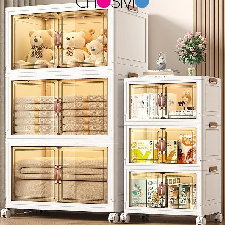 Kotak Penyimpanan Lipat Plastik / Kotak Plastik Penyimpanan Serbaguna Lemari Plastik Transparan