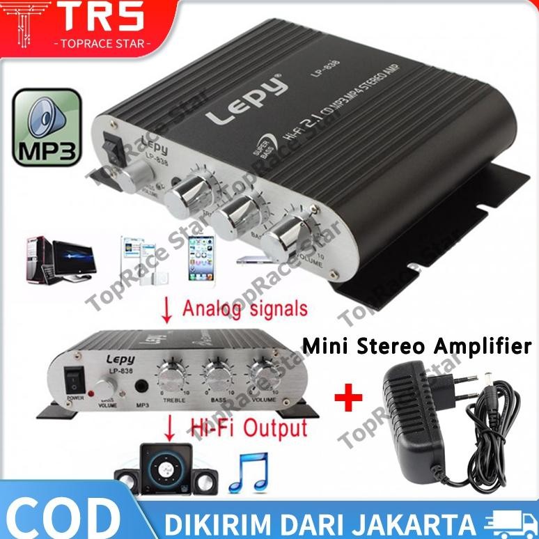 (Dikirim Dari Jakarta)LVPIN Mini HiFi Stereo Amplifier Treble Bass Booster 12V 20W / LP-838 /Amplifi