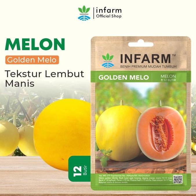 Baru Infarm - Benih Bibit Biji Buah Melon Golden Melo Buah Melon Manis Lebat Benih Tanaman Buah Buah