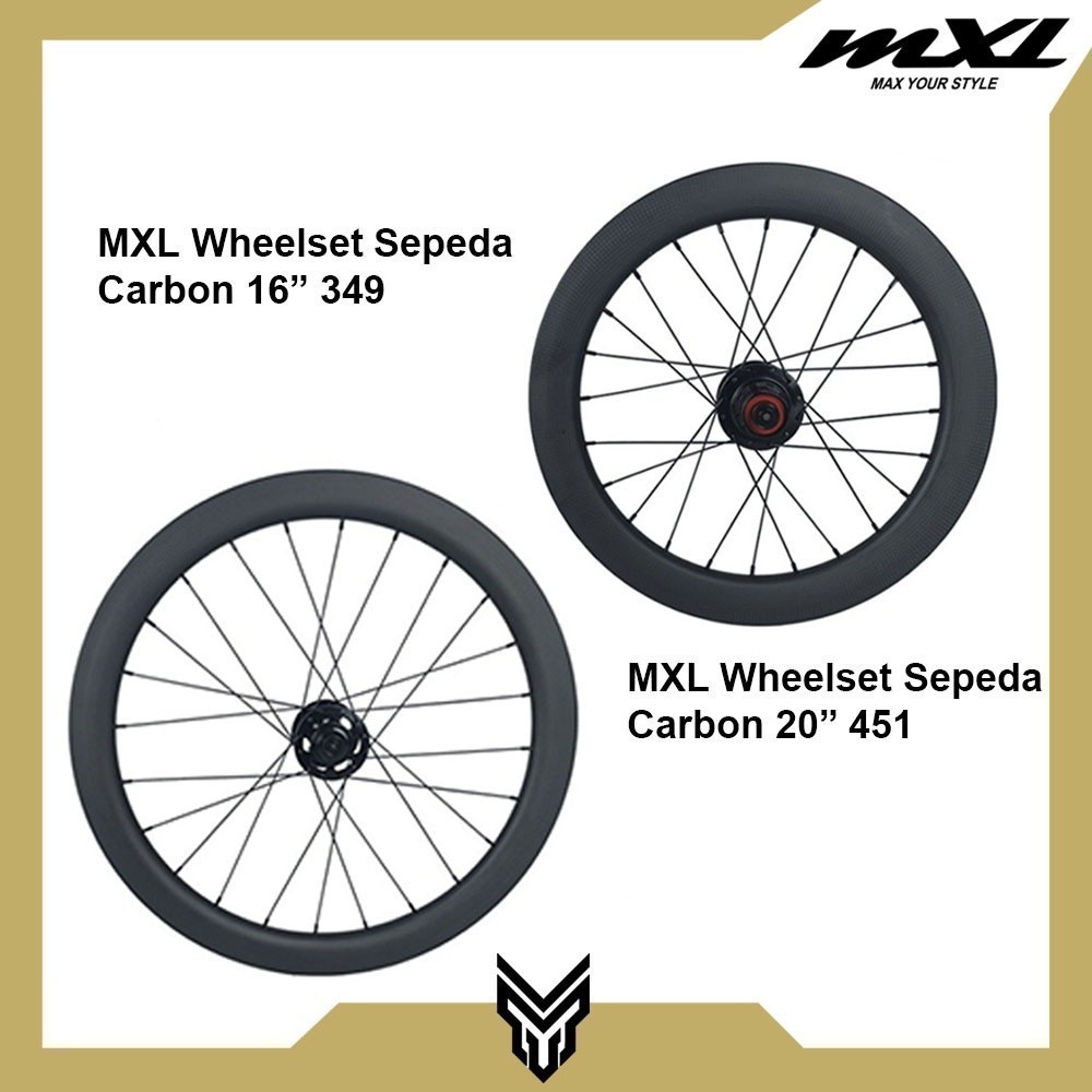 MXL Wheelset Sepeda Lipat 16” 349 & 20” 451 - Carbon Velg Roda Set Folding Bike