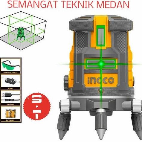 HLL305205 METERAN 5 GARIS LINE LEVEL CROSS GREEN LASER 30 METER INGCO