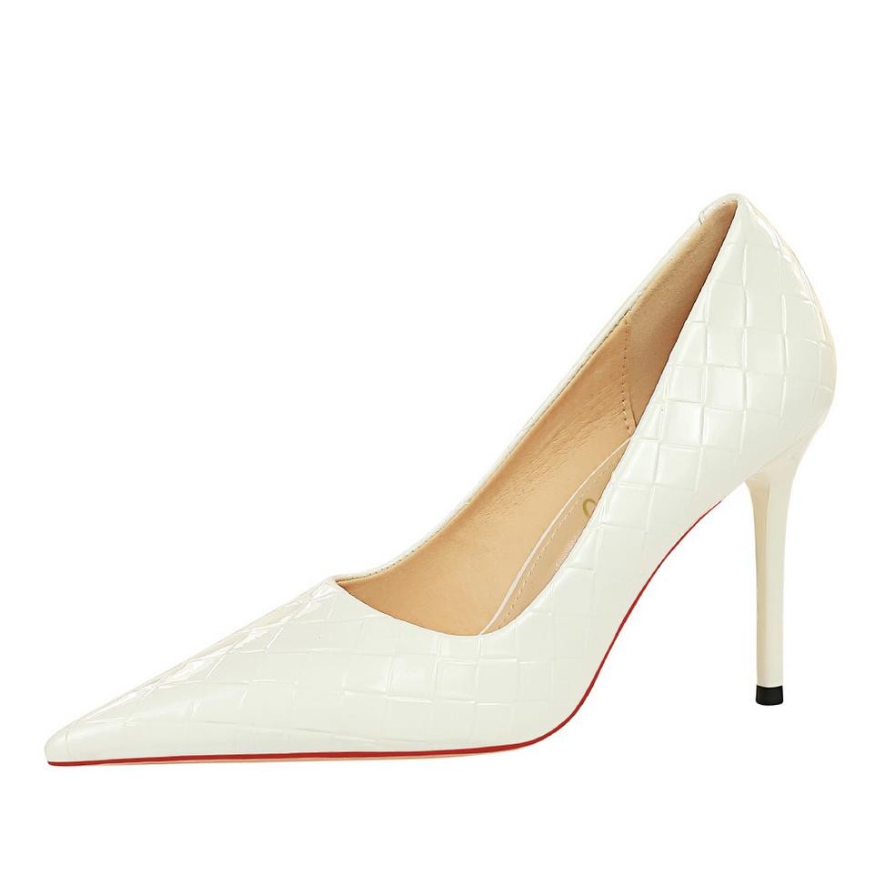 Sooday No. 1014 White / Size 34-43 / 10cm / Heels polos - Sepatu wanita tinggi Sileto putih