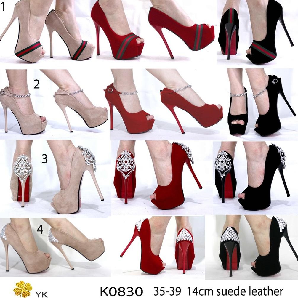 YKshoes 0830 high heels 14cm 14 cm highheels hak tinggi ladiess shoes import sepatu wanita opentoe