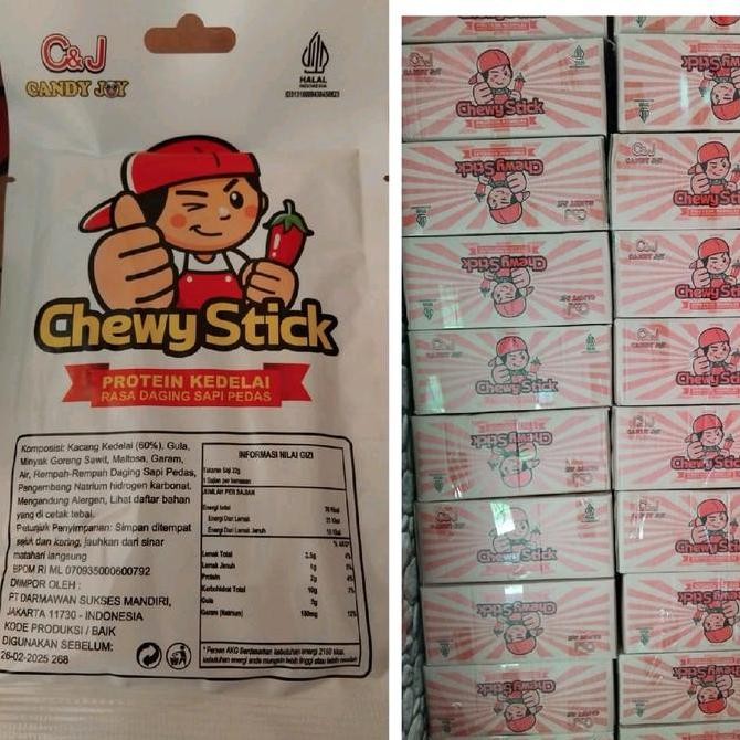 

SNACK KEMBANG TAHU CHEWY STICK 1 box isi 20 bks BPOM Pedas Camilan