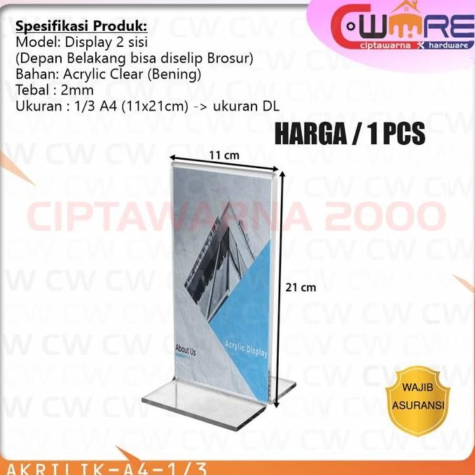 

Kualitas terbaik] TENT HOLDER TENT CARD TEMPAT BROSUR AKRILIK 2 SISI 1/3 A4