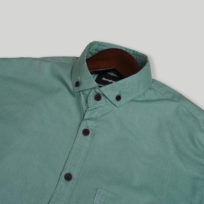 KEMEJA POLOS CIGARETE LENGAN PANJANG SAGE GREEN M - 3XL pria casual  slimfit  formal slim kantor kem