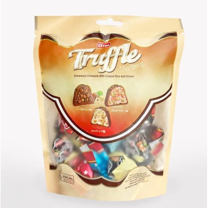 

Elvan Truffle Assortment / Coklat Renyah dan Krim/1 pouch 3 varian rasa 150 Gr