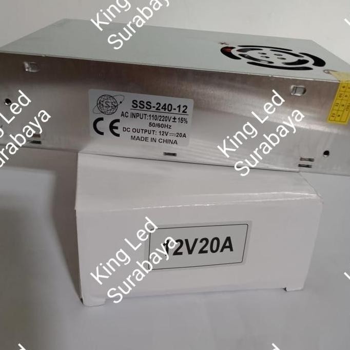 Adaptor 12V 20A Power Supply Switching LED Jaring 20 Ampere 12 Volt DC