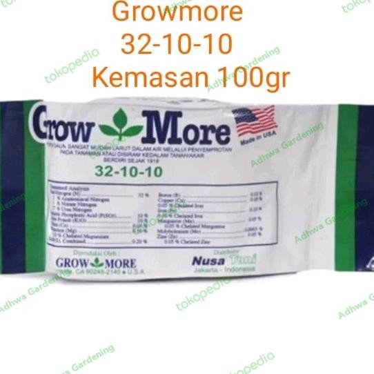

Terlaris Pupuk Growmore 32-10-10 / 10-55-10 Pupuk Npk Daun/Bunga 100Gr Original