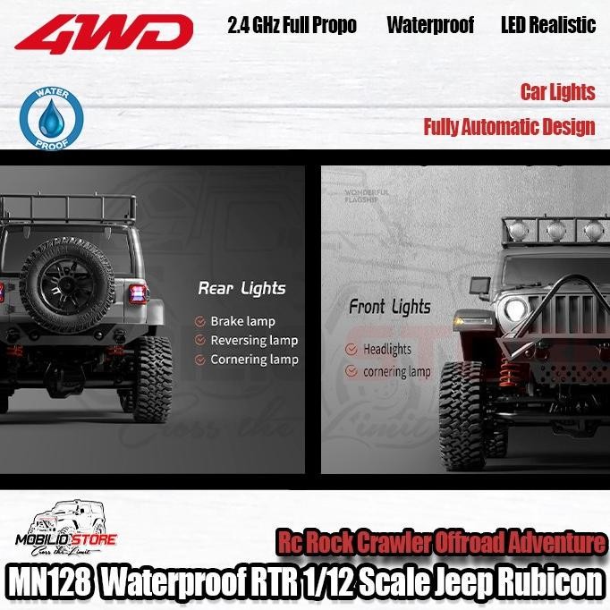 Diskon Mn128 Waterproof Rtr 1/12 Scale Jeep Rubicon Rc Rock Crawler Adventure