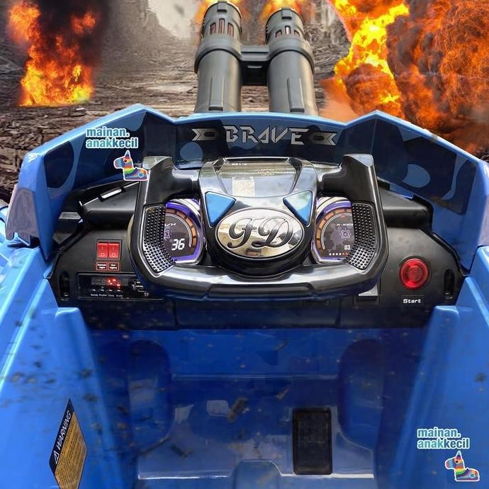 Miliki Mainan Ride On Tank Baja Listrik Mobil Aki Jumbo Remote Light