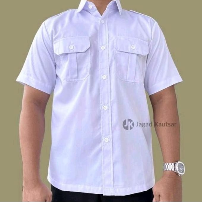 Seragam Dinas Pdh Putih Pria Lengan Pendek Bahan American Drill Baju Pdh Pria New Stok