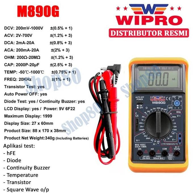 WIPRO MULTITESTER DIGITAL AVOMETER MULTIMETER MULTI TESTER M 890G
