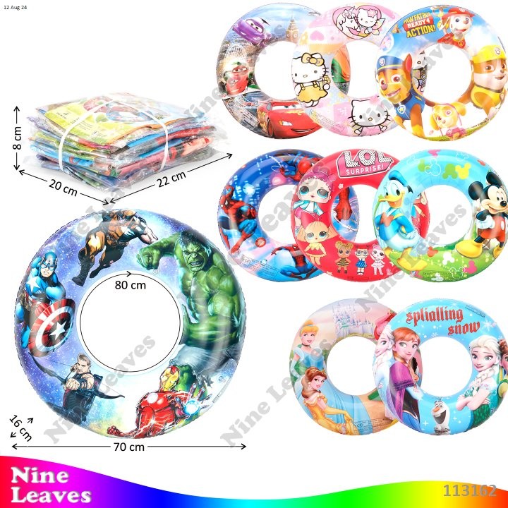 Pelampung Bulat Karakter 70 cm Swimming Ring Pelampung Renang Anak Hello Kitty/Frozen/Spiderman/Kuro