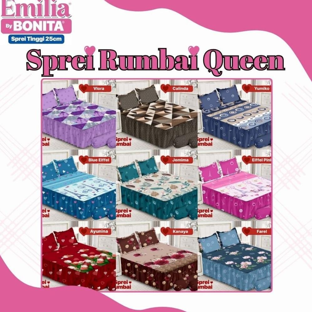 PJ Emilia - Sprei RUMBAI Queen (160x200) by Bonita OFFICIAL Pilihan