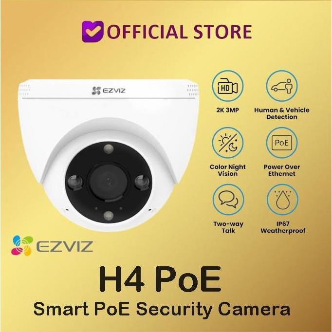 Termurah Ezviz H4 POE 2K 3MP Outdoor Smart PoE Security Camera - Ezviz H4 PoE Lens Kamera
