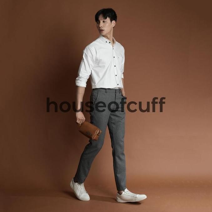 Houseofcuff Kemeja Lengan Panjang Pria Formal Slim Fit Putih