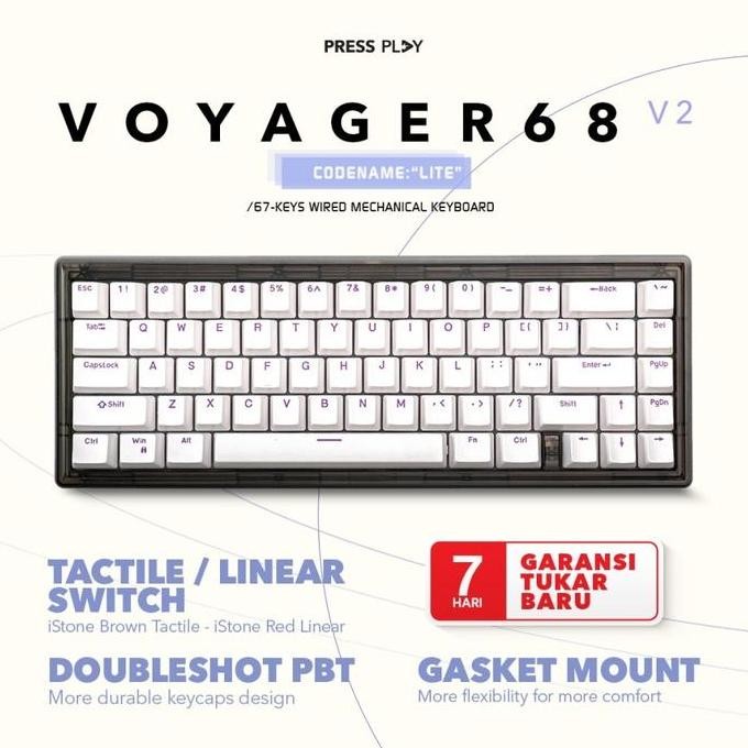 siap kirim press play voyager68 v2 lite 65% voyager-68- 67 mechanical keyboard gaming