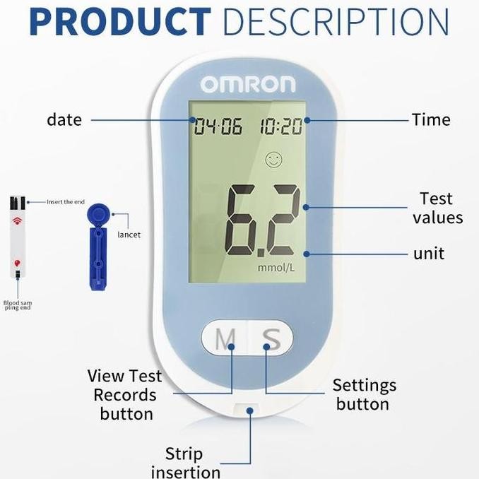 READY STOCK OMRON Alat Cek Gula Darah Medical Tes Gula Darah Blood Glucose Meter(50 Strip)Strip Gula