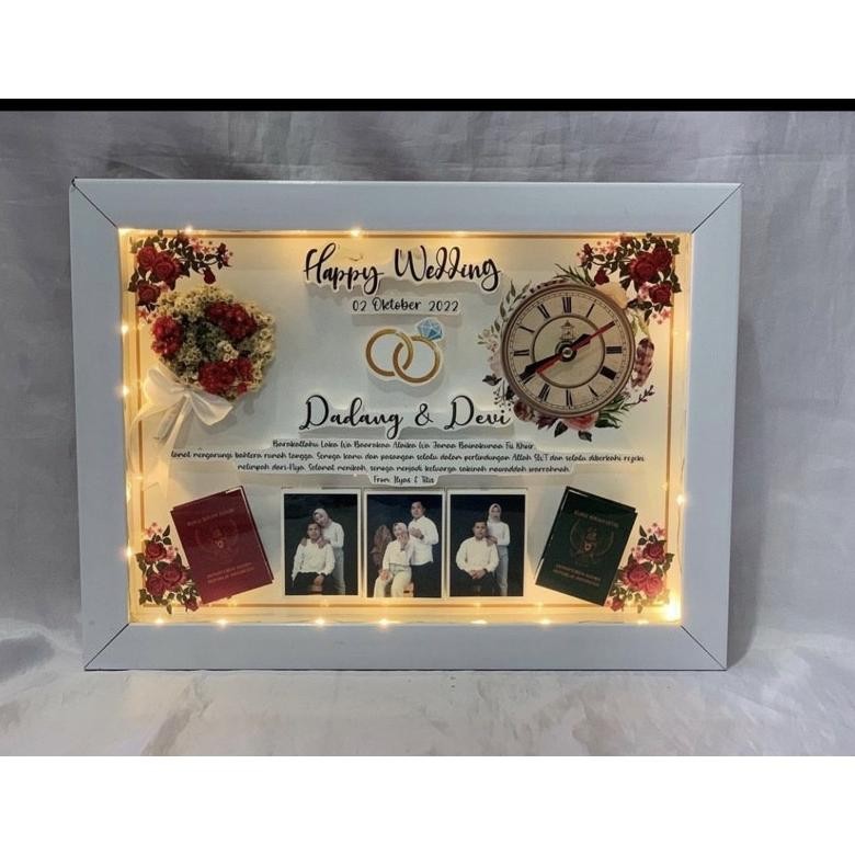 POP UP FRAME BUKET JAM BESAR flower in frame Wedding pernikahan ultah anniversary wisuda