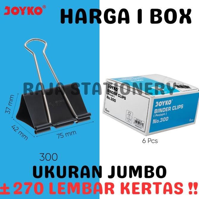 

ready Joyko Binder Clip 300 75mm BESAR JUMBO / Klip Penjepit Kertas BESAR No.300