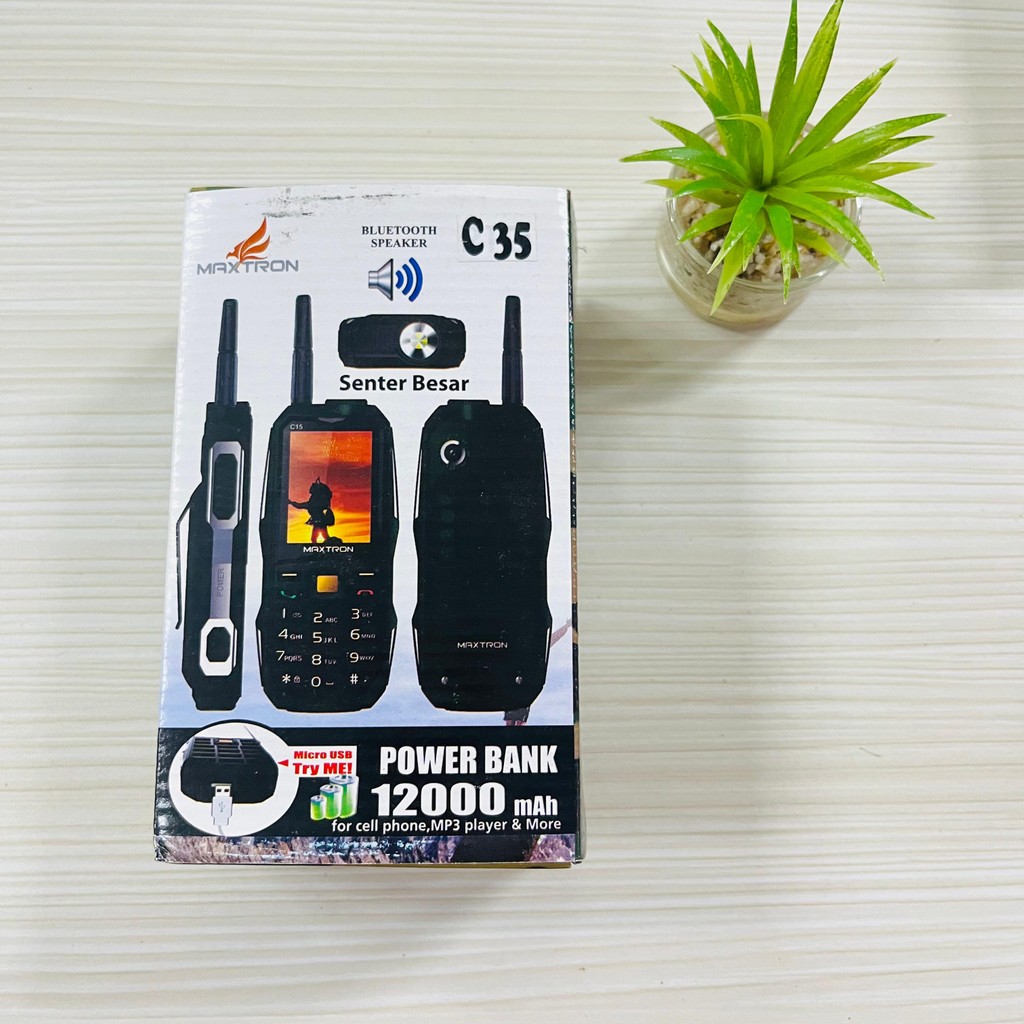 Maxtron C35 HP Gunung Baterai 12000mAh Bluetooth Speaker Big Speaker Senter Besar Dual SIM Antena