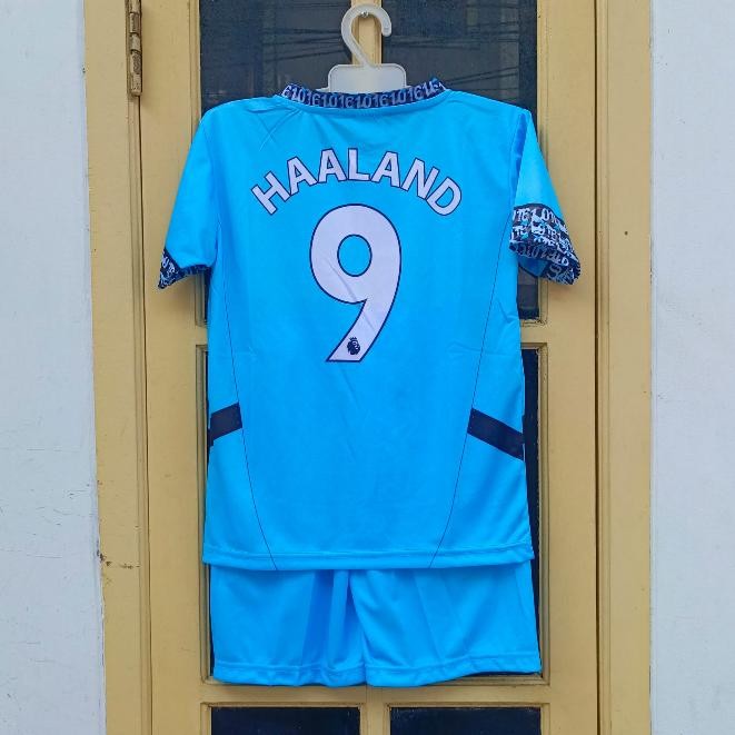 Ready Jersey Baju Bola Anak Manc City Away Terbaru/Setelan Baju Haaland/Jersey Bola Haaland Printing